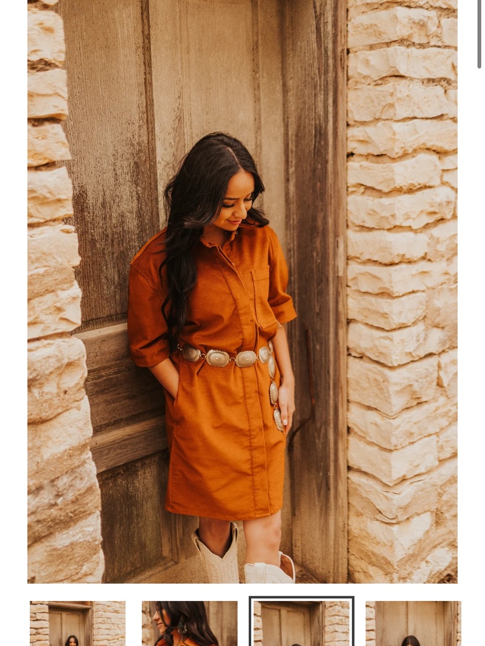Ariat Rust Button-Front Mini Dress - Picture 2 of 7